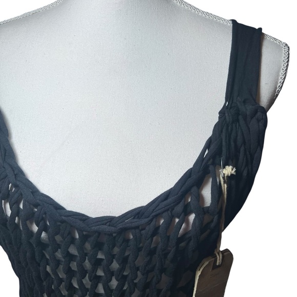 All Saints Strummer Dress Ebony‎ Open Knit Crochet Sleeveless Unlined Med/Lg NWT - Picture 10 of 16
